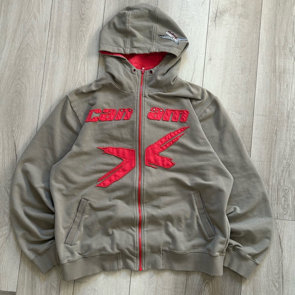 Y2K Puff Logo Can Am Zip Up Hoodie